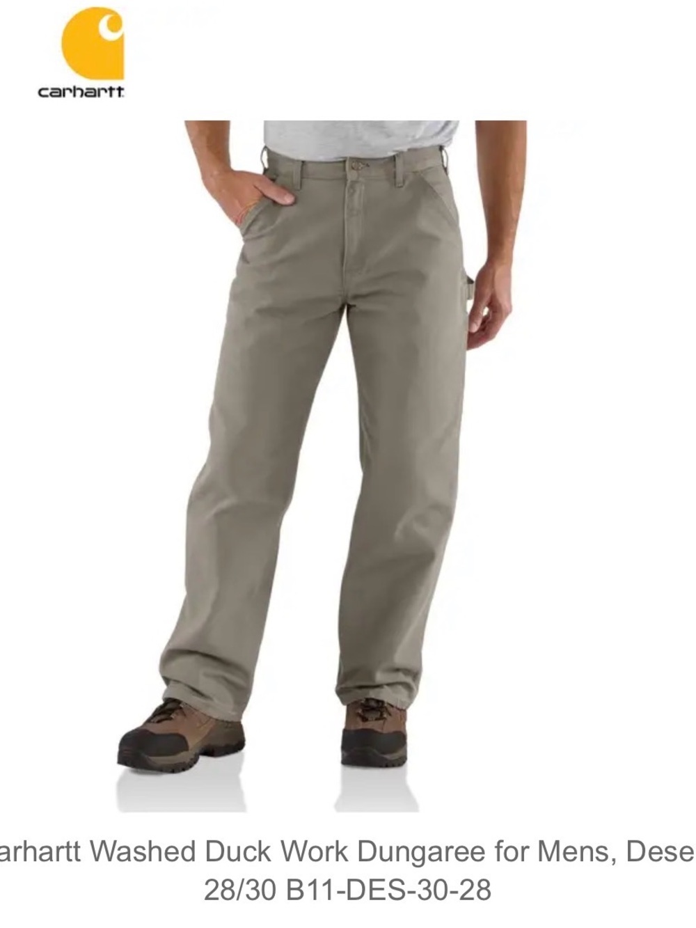 Carhartt Washed Duck Work Dungaree Utility Pant - Men's Desert 34x32 NWT